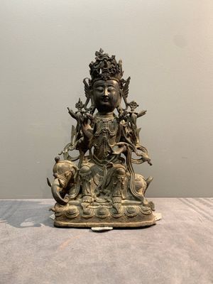 A Chinese bronze Bodhisattva seated on an elephant, Ming — photo 1