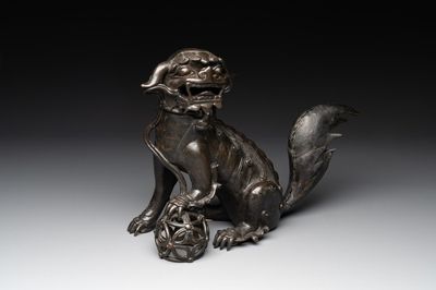A Chinese bronze Buddhist lion-form incense burner, 17/18th C.