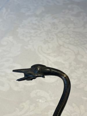 A Chinese bronze candle or incense holder in the shape of a crane standing on a turtle and a Tibetan vajra, Ming/Qing — photo 4