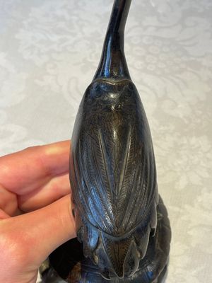 A Chinese bronze candle or incense holder in the shape of a crane standing on a turtle and a Tibetan vajra, Ming/Qing — photo 5