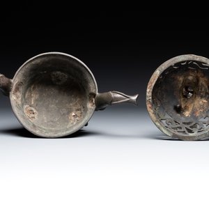 A Chinese bronze 'elephant' tripod censer and cover, Ming — photo 4