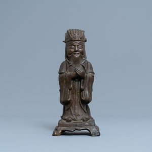 A Chinese bronze figure of Wenchang Wang with inscription, Qing — 照片 2