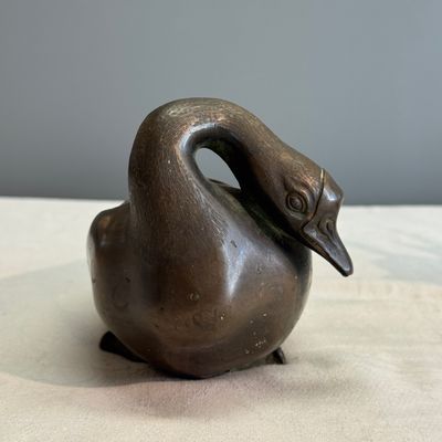 A Chinese bronze 'Goose' incense burner and a 'Stag' incense burner — photo 3