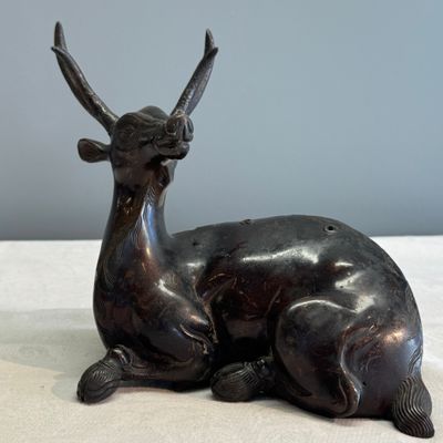 A Chinese bronze 'Goose' incense burner and a 'Stag' incense burner — photo 10