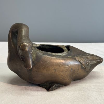 A Chinese bronze 'Goose' incense burner and a 'Stag' incense burner — photo 2