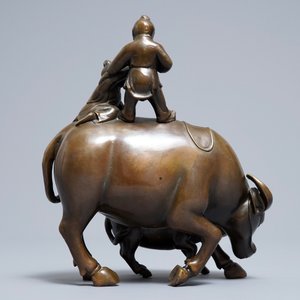 A Chinese bronze group with boys and buffaloes, 19th C. — 照片 3