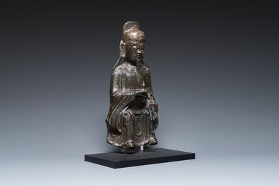 A Chinese bronze sculpture of Wenchang Wang, Ming