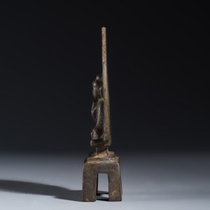 A Chinese bronze seated Buddha with a flaming halo — photo 4