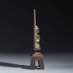 A Chinese bronze seated Buddha with a flaming halo — photo 6