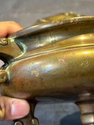 A Chinese bronze tripod censer with cover and stand, 19th C. — photo 17