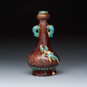 A Chinese brown-and-turquoise-glazed bottle vase — photo 4