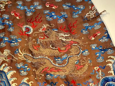 A Chinese brown-ground embroidered silk 'Dragon' robe, 'Ji Fu' 吉服, 19th C. — photo 18