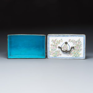 A Chinese Canton enamel 'Card Players' box and cover — 照片 6