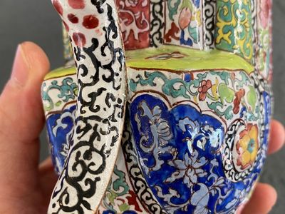 A Chinese Canton enamel helm-shaped ewer with shell-shaped basin, Yongzheng/Qianlong — photo 9