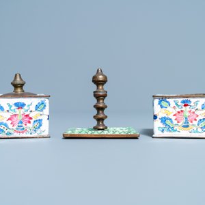 A Chinese Canton enamel inkwell set on stand, Qianlong — 照片 12