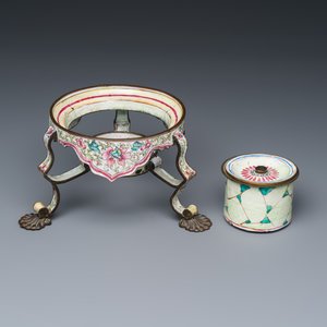 A Chinese Canton enamel kettle and stand with figural design — 照片 10