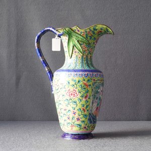 A Chinese Canton enamel lime green-ground ewer and basin, four-character mark, Qianlong/Jiaqing — 照片 15