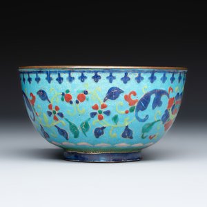 A Chinese Canton enamel 'Lotus Scroll' bowl — photo 3