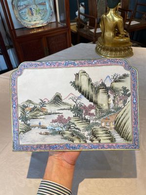 A Chinese Canton enamel plaque and large dish, Qianlong mark, 19th C. — photo 17