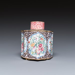 A Chinese Canton enamel tea caddy and cover, Yongzheng/Qianlong — photo 3