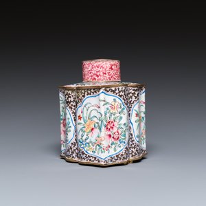 A Chinese Canton enamel tea caddy and cover, Yongzheng/Qianlong — photo 5