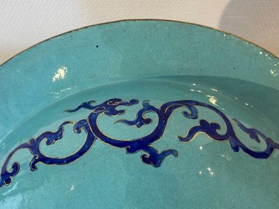 A Chinese Canton enamel turquoise-ground basin and a blue-ground dish, 18/19th C. — 照片 8