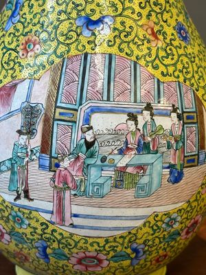 A Chinese Canton enamel yellow-ground vase, 19th C. — photo 12