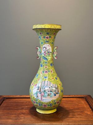 A Chinese Canton enamel yellow-ground vase, 19th C. — photo 3