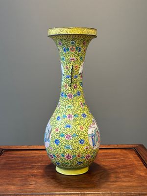 A Chinese Canton enamel yellow-ground vase, 19th C. — photo 4