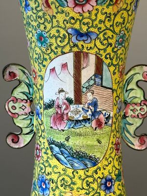 A Chinese Canton enamel yellow-ground vase, 19th C. — photo 8