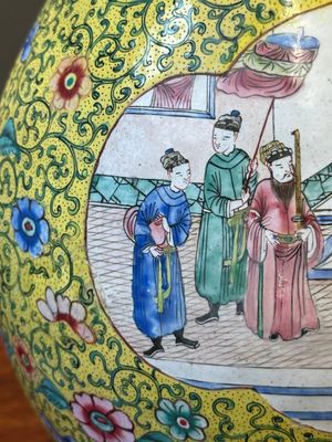 A Chinese Canton enamel yellow-ground vase, 19th C. — photo 9