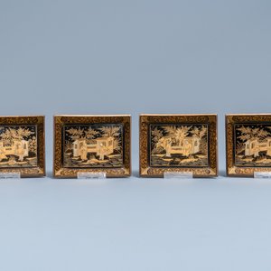 A Chinese Canton export gilt and lacquer gaming box with mother-of-pearl accessories, 19th C. — photo 18