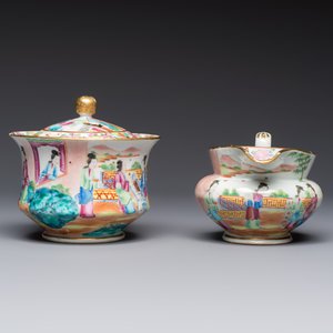 A Chinese Canton famille rose 20-piece tea service with figural design, 19th C. — photo 11