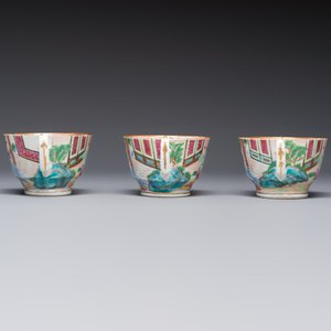 A Chinese Canton famille rose 20-piece tea service with figural design, 19th C. — photo 19