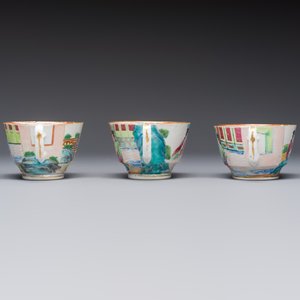 A Chinese Canton famille rose 20-piece tea service with figural design, 19th C. — photo 31