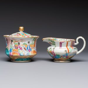 A Chinese Canton famille rose 20-piece tea service with figural design, 19th C. — photo 8
