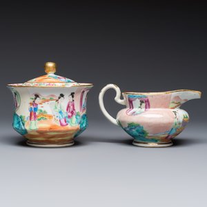 A Chinese Canton famille rose 20-piece tea service with figural design, 19th C. — photo 10