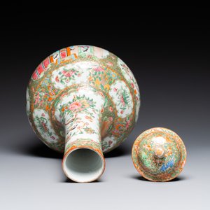 A Chinese Canton famille rose bowl and a covered bottle vase, 19th C. — photo 6