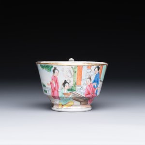 A Chinese Canton famille rose gilt-decorated cup and saucer and a famille verte tazza, 19th C. — photo 5