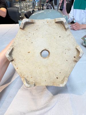 A Chinese Canton famille rose hexagonal planter and stand with narrative design — photo 10