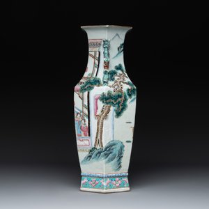 A Chinese Canton famille rose hexagonal vase with narrative design, 19th C. — photo 2