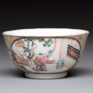 A Chinese Canton famille rose 'mandarin subject' cup and saucer, Qianlong — foto 4
