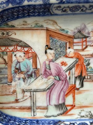 A Chinese Canton famille rose 'mandarin subject' tureen and cover on stand and a teapot and cover, Qianlong — photo 19