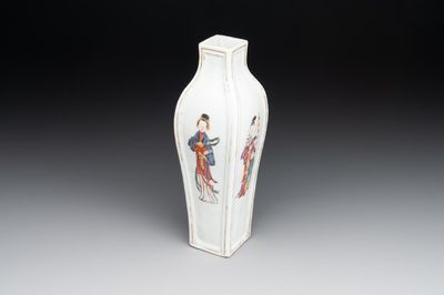 A Chinese Canton famille rose 'San Niang Jiao Zi 三娘教子' vase, Qianlong