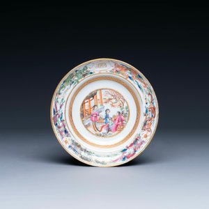 A Chinese Canton famille rose tureen with two compartments and a monogrammed plate, 19th C. — photo 2