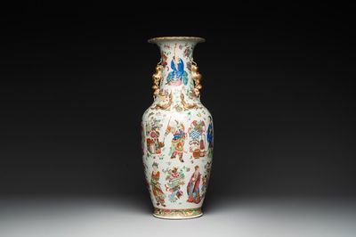A Chinese Canton famille rose 'Wu Shuang Pu' vase, 19th C.