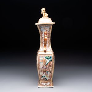 A Chinese Canton gilt-decorated famille rose covered vase with mandarin design, Qianlong — photo 2