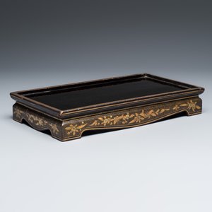 A Chinese Canton gilt-lacquered miniature cabinet on a stand — photo 9
