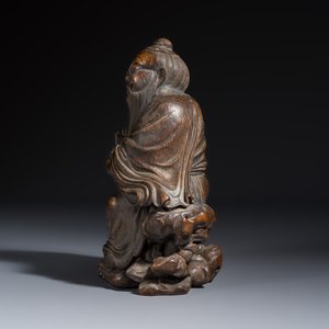 A Chinese carved bamboo seated figure of Dongfang Shuo — foto 3