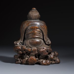 A Chinese carved bamboo seated figure of Dongfang Shuo — foto 4